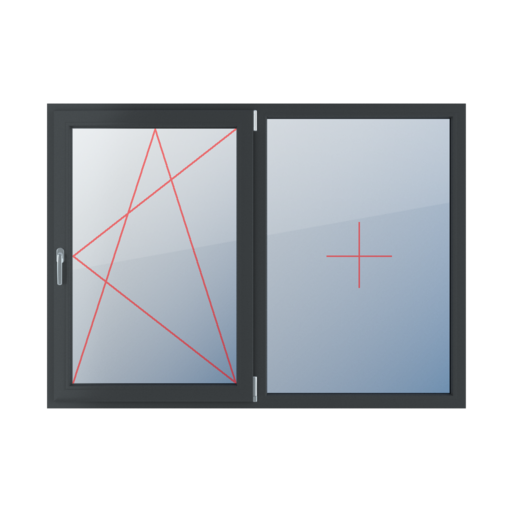 Dreh-Kipp rechts, Festverglasung im Rahmen fenster fenstertypen zweifluegelige-tueren symmetrische-horizontale-teilung-50-50 dreh-kipp-rechts-festverglasung-im-rahmen 