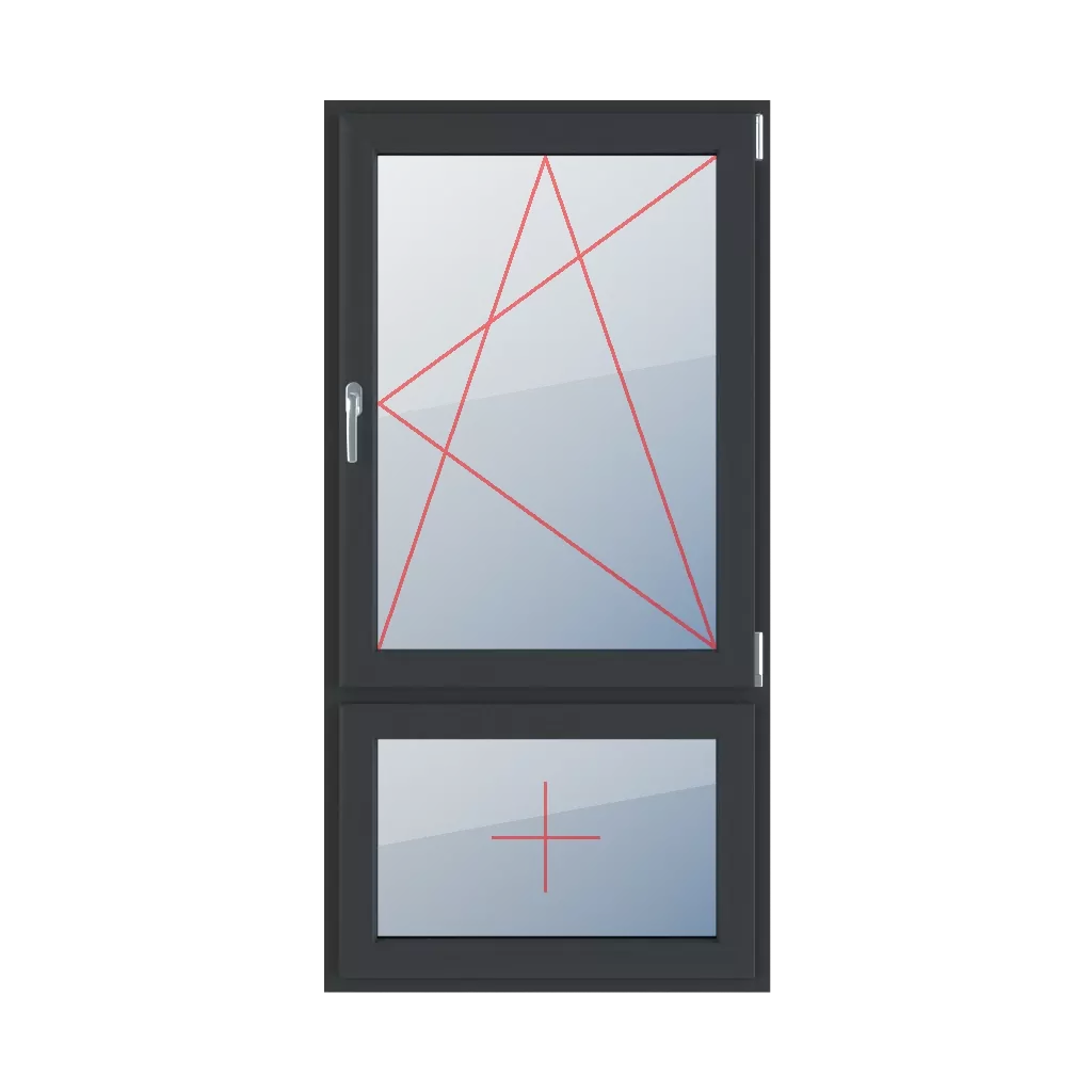 Dreh-Kipp rechts, Festverglasung im Flügel fenster fenstertypen zweifluegelige-tueren asymmetrische-vertikale-teilung-70-30  