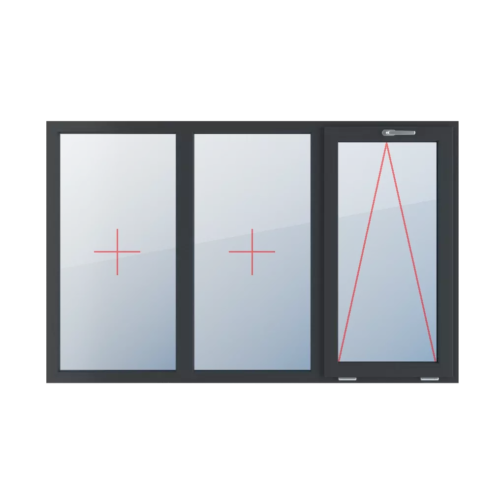 Festverglasung im Rahmen, oben mit einem Griff angelenkt fenster fenstertypen dreifluegelige-fenster symmetrische-horizontale-teilung-33-33-33 festverglasung-im-rahmen-oben-mit-einem-griff-angelenkt 