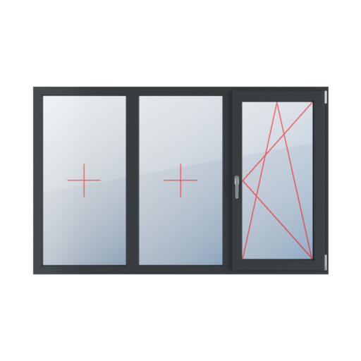 Festverglasung im Rahmen, rechts dreh- und kippbar fenster fenstertypen dreifluegelige-fenster symmetrische-horizontale-teilung-33-33-33 festverglasung-im-rahmen-rechts-dreh-und-kippbar 