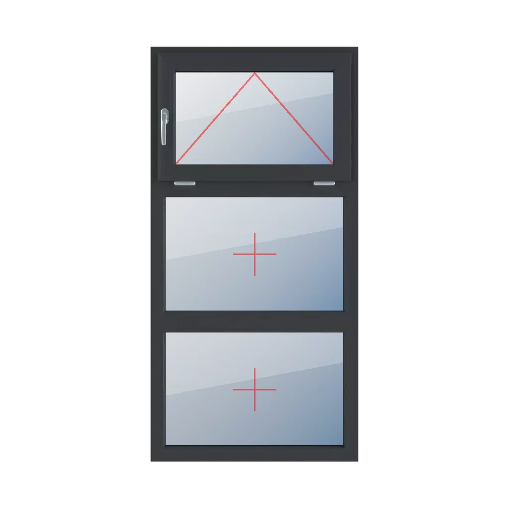 Links angeschlagen, Festverglasung im Rahmen fenster fenstertypen dreifluegelige-fenster symmetrische-vertikale-teilung-33-33-33  