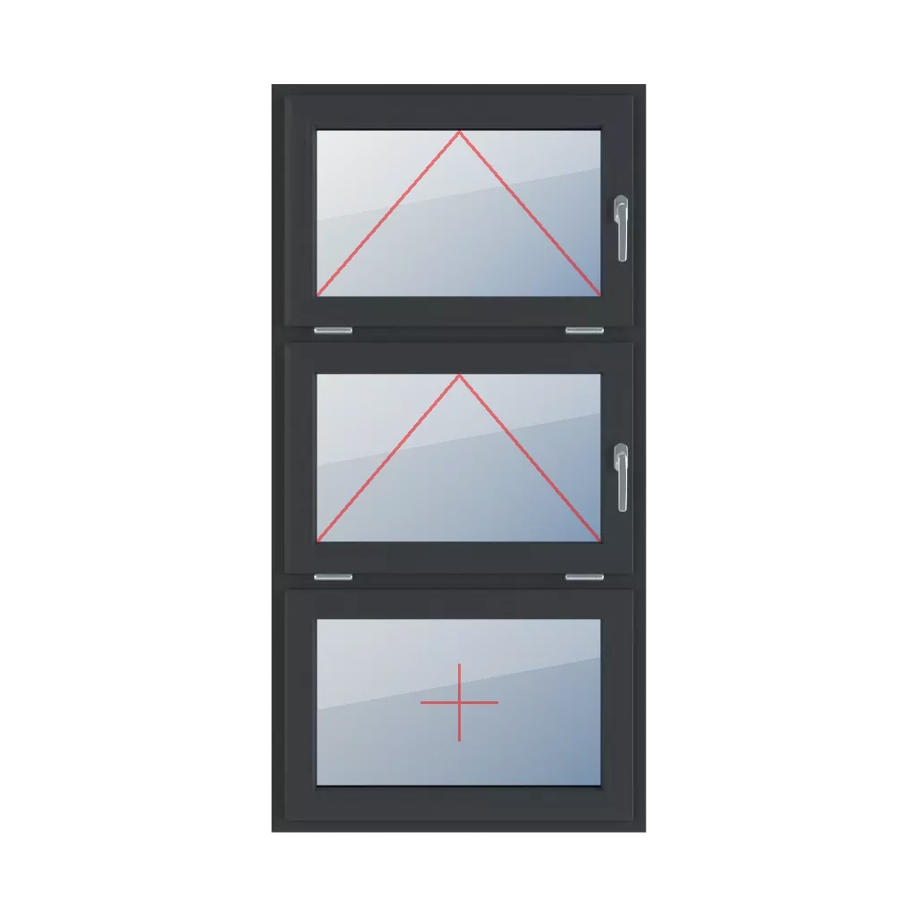 Mit Griff rechts angeschlagen, mit Griff rechts angeschlagen, Festverglasung im Flügel fenster fenstertypen dreifluegelige-fenster symmetrische-vertikale-teilung-33-33-33 mit-griff-rechts-angeschlagen-mit-griff-rechts-angeschlagen-festverglasung-im-fluegel 