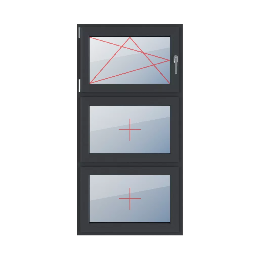 Linksdreh-Kipp, Festverglasung im Flügel fenster fenstertypen dreifluegelige-fenster symmetrische-vertikale-teilung-33-33-33  