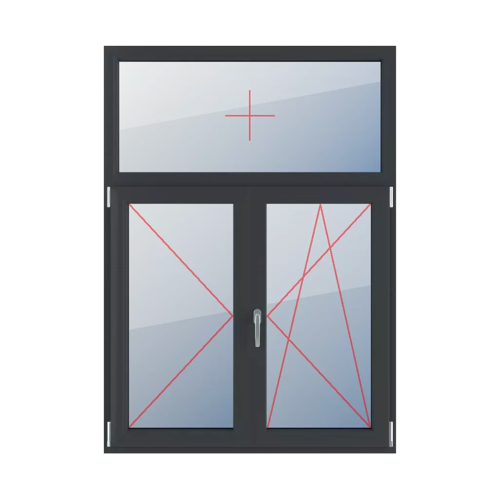 Festverglasung im Rahmen, Linksdrehung, beweglicher Pfosten, Rechtsdrehung und Kippung fenster fenstertypen dreifluegelige-fenster asymmetrische-vertikale-teilung-30-70-mit-beweglichem-pfosten  