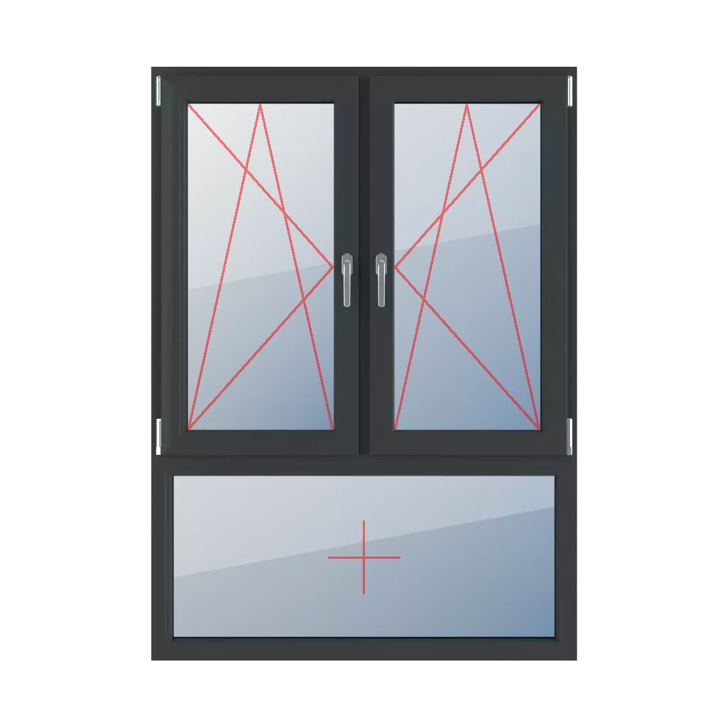 Drehkipp links, Drehkipp rechts, Festverglasung im Rahmen fenster fenstertypen dreifluegelige-fenster asymmetrische-vertikale-teilung-70-30  