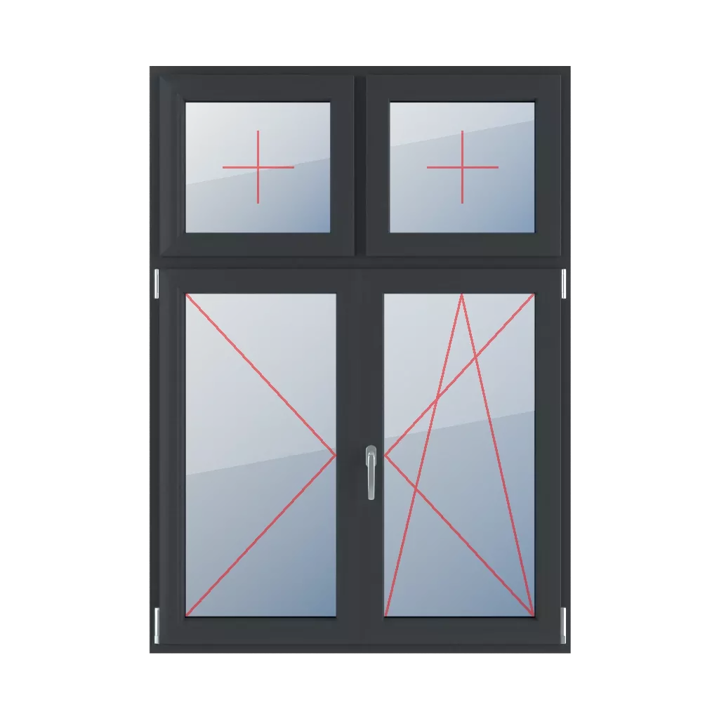 Festverglasung im Flügel, Linksdrehung, Pfosten beweglich, Rechtsdrehung und Kippung fenster fenstertypen vierfluegelige-fenster asymmetrische-vertikale-teilung-30-70-mit-beweglichem-pfosten festverglasung-im-fluegel-linksdrehung-pfosten-beweglich-rechtsdrehung-und-kippung 