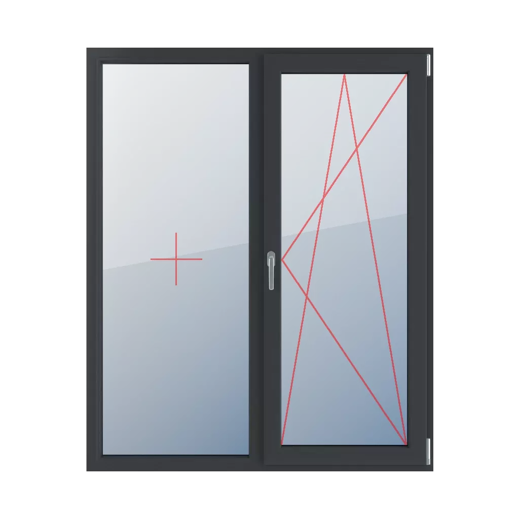 Festverglasung im Rahmen, rechts dreh- und kippbar fenster fenstertypen balkon zweifluegelige-tueren  
