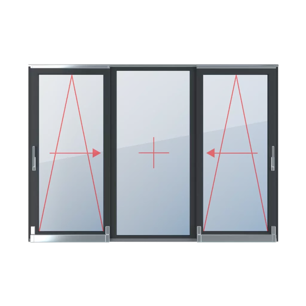 Kipp-Schiebe rechts, Festverglasung, Kipp-Schiebe links fenster fenstertypen psk-parallel-schiebe-kipp-terrassenfenster dreifluegelige-fenster  